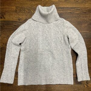 GAP Women's Cowl Neck Wool Blend Sweater Cable Knit, Gray, Size:XS